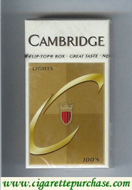 Cambridge Lights 100s cigarettes hard box